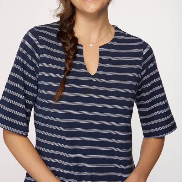 👚3 FOR $20👚 NEW Hang Ten Navy Striped UPF 50 Beach Swimsuit Swim Coverup Dress - Picture 3 of 4